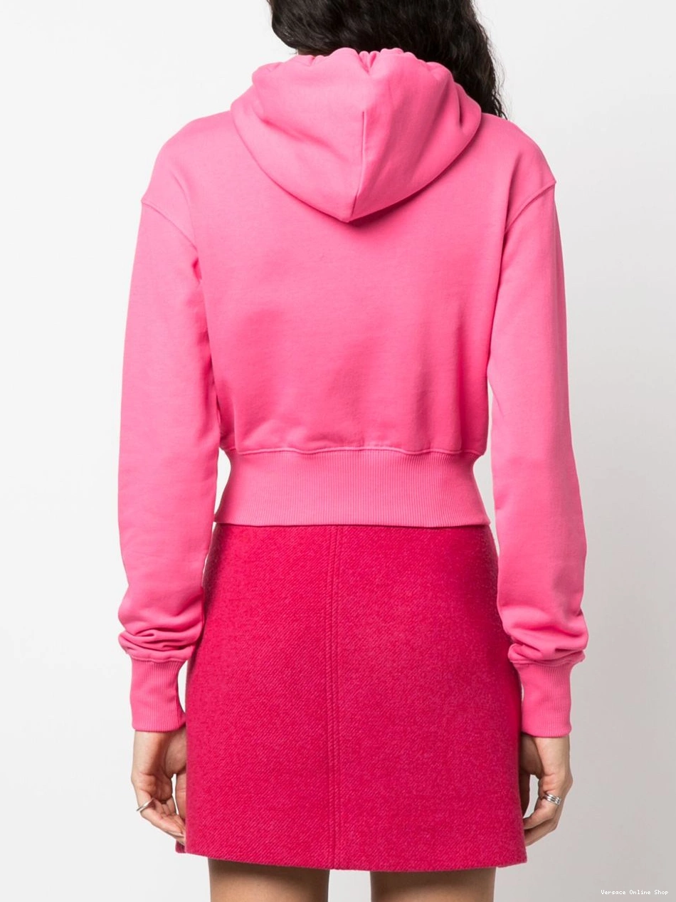 Affordable Versace Jeans logo-embroidered Couture Women hoodie cropped 0718